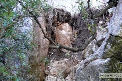 Lugar de desprendimiento de las rocas